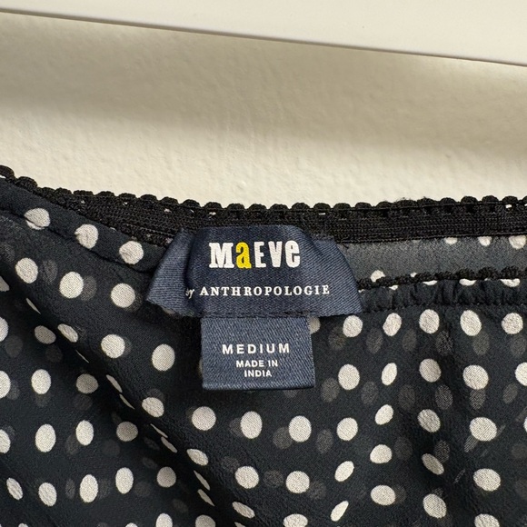 Anthropologie Maeve Black Skirt Polka Dots Sheer - Picture 4 of 10